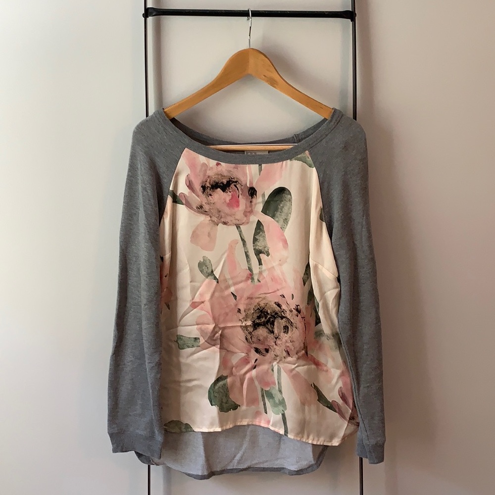 Anthropologie Long Sleeve Floral Pullover Top